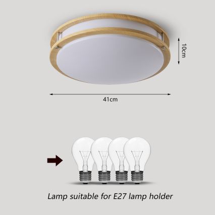 Brilagi - Plafoniera ELARO 4xE27/40W/230V Ø 41 cm finitura effetto legno