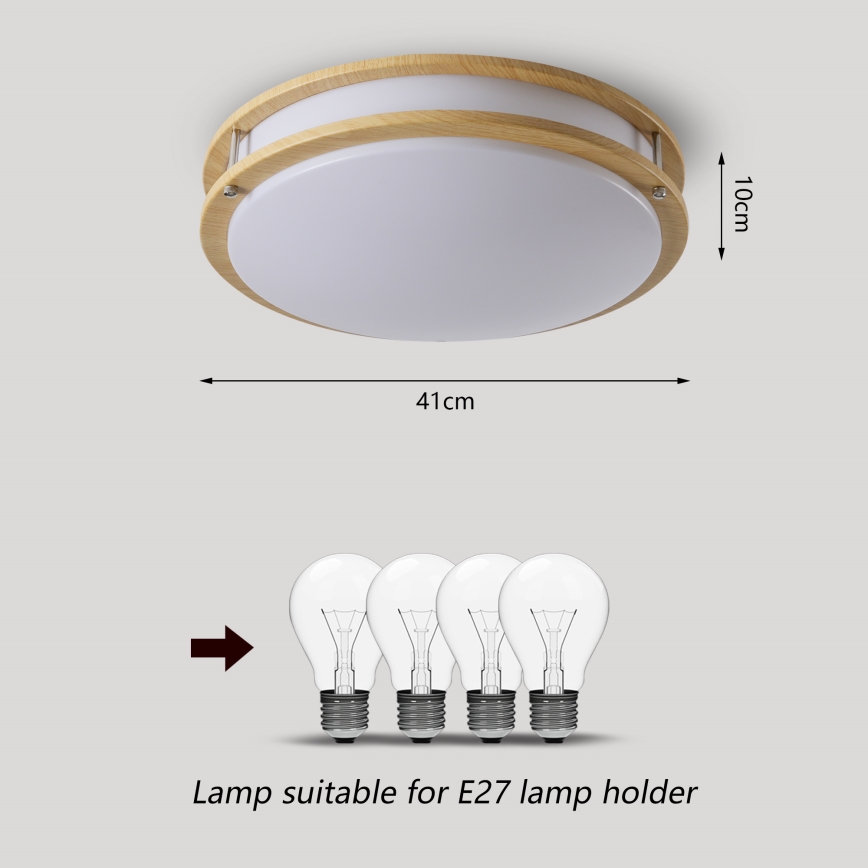 Brilagi - Plafoniera ELARO 4xE27/40W/230V Ø 41 cm finitura effetto legno