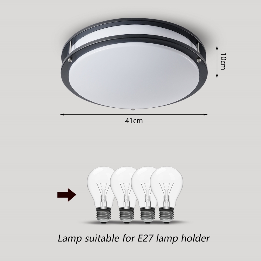 Brilagi - Plafoniera ELARO 4xE27/40W/230V Ø 41 cm, nera