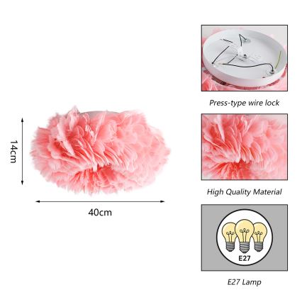 BRILAGI - Plafoniera FEATHER 3xE27/40W/230V Ø 40 cm rosa