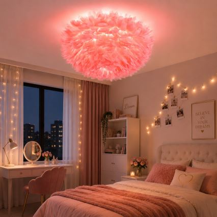 Brilagi - Plafoniera FEATHER 3xE27/40W/230V Ø 50 cm rosa