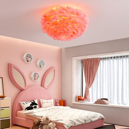 BRILAGI - Plafoniera FEATHER 3xE27/40W/230V Ø 50 cm rosa