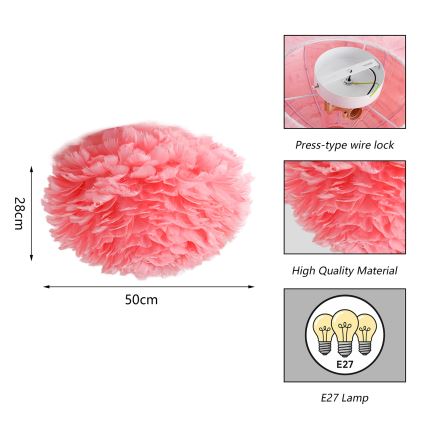 BRILAGI - Plafoniera FEATHER 3xE27/40W/230V Ø 50 cm rosa