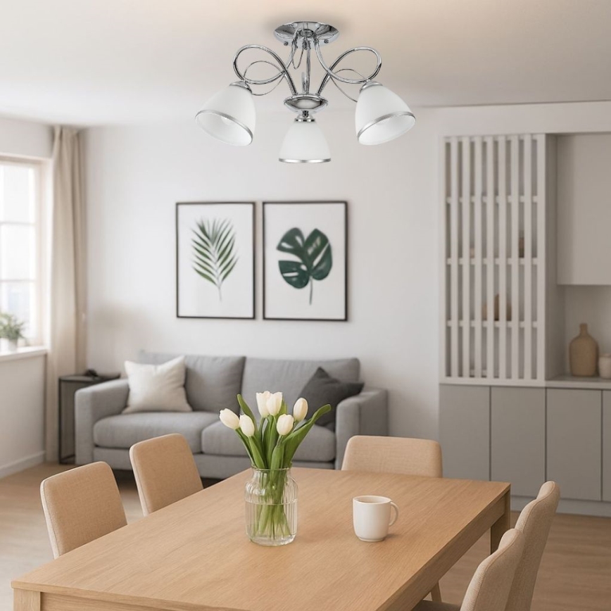 Brilagi - Plafoniera FRED 3xE27/60W/230V Ø 59 cm cromo lucido