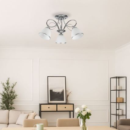 Brilagi - Plafoniera FRED 3xE27/60W/230V Ø 59 cm cromo lucido