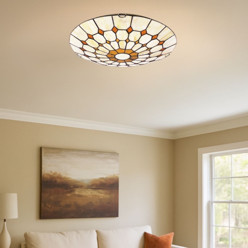 Brilagi - Plafoniera in stile Tiffany con vetri colorati DORAN 2xE27/60W/230V