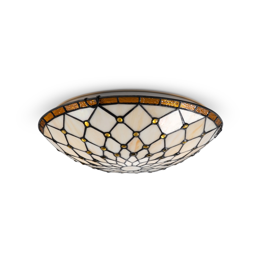 Brilagi - Plafoniera in stile Tiffany in vetro colorato IVORY 2xE27/60W/230V Ø 40 cm