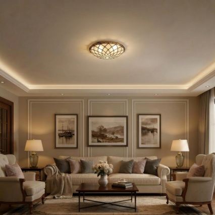 Brilagi - Plafoniera in stile Tiffany in vetro colorato IVORY 2xE27/60W/230V Ø 40 cm