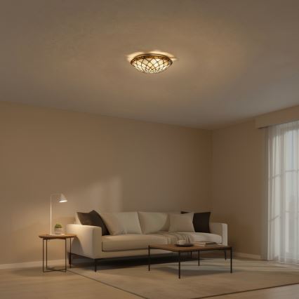 Brilagi - Plafoniera in stile Tiffany in vetro colorato IVORY 2xE27/60W/230V Ø 40 cm
