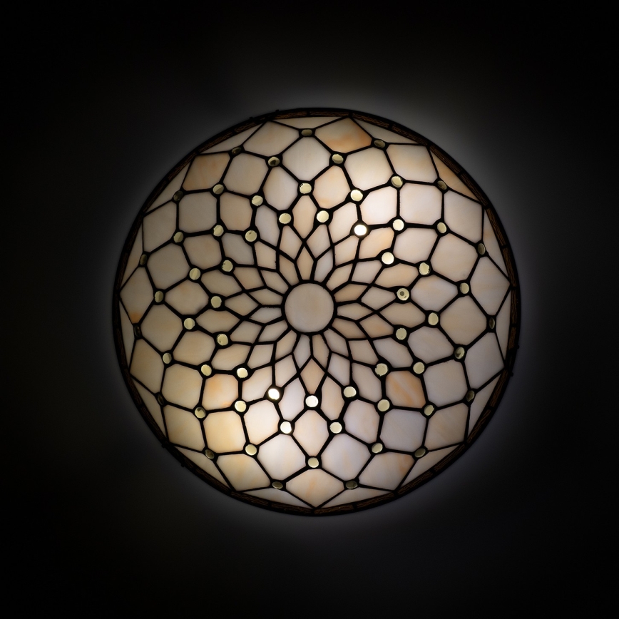 Brilagi - Plafoniera in stile Tiffany in vetro colorato IVORY 2xE27/60W/230V Ø 40 cm