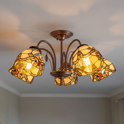 Brilagi - plafoniera in stile Tiffany in vetro colorato MIRABELLA 5xE27/60W/230V Ø 60 cm