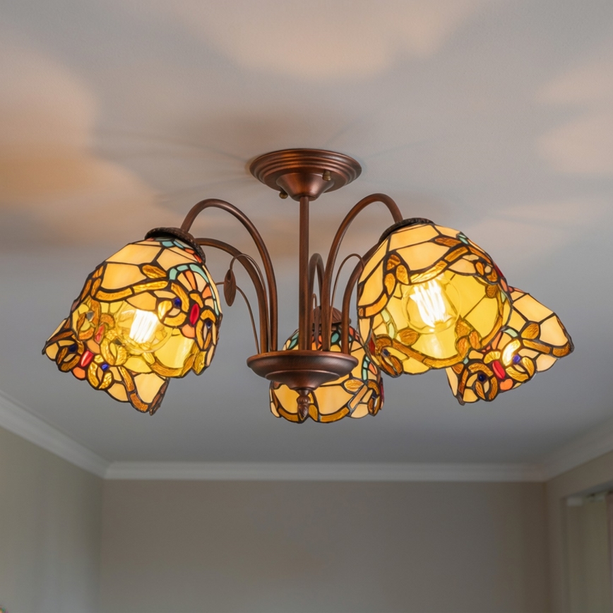 Brilagi - plafoniera in stile Tiffany in vetro colorato MIRABELLA 5xE27/60W/230V Ø 60 cm