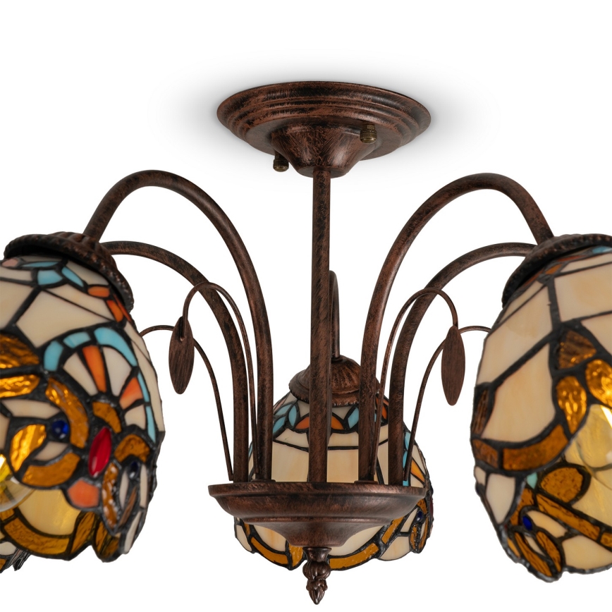 Brilagi - plafoniera in stile Tiffany in vetro colorato MIRABELLA 5xE27/60W/230V Ø 60 cm