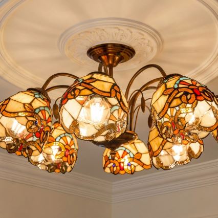 Brilagi - Plafoniera in vetro Tiffany MIRABELLA, 8xE27/60W/230V, Ø 68 cm