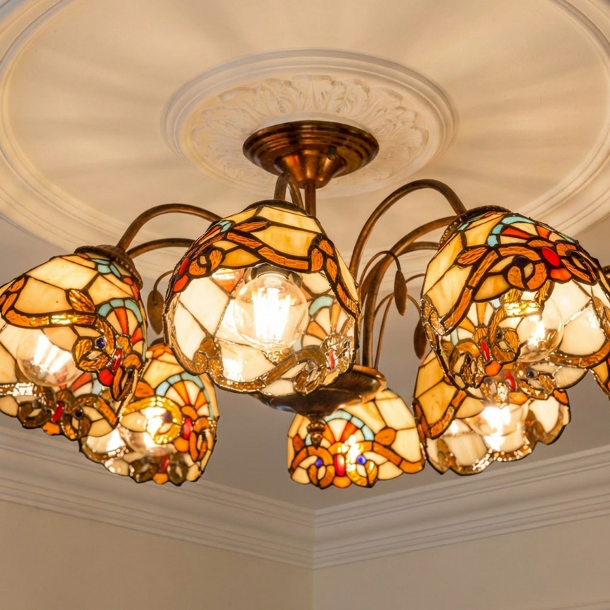 Brilagi - Plafoniera in vetro Tiffany MIRABELLA, 8xE27/60W/230V, Ø 68 cm