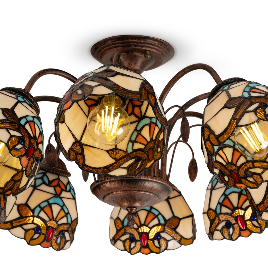 Brilagi - Plafoniera in vetro Tiffany MIRABELLA, 8xE27/60W/230V, Ø 68 cm