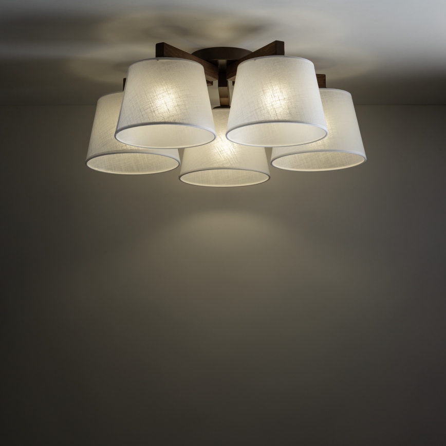 Brilagi - Plafoniera LATTE 5xE27/15W/230V pino/bianco