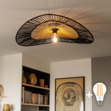 Brilagi - Plafoniera LED a montaggio superficiale CERIA BOHO 1xE27/40W/230V Ø 80 cm nero/marrone/rovere