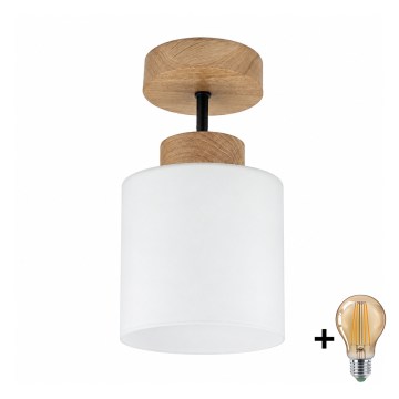 BRILAGI - Plafoniera LED a montaggio superficiale RETRO GLASS 1xE27/60W/230V Ø 10 cm rovere/bianco