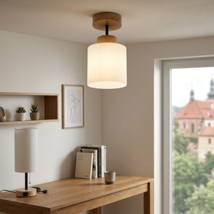 BRILAGI - Plafoniera LED a montaggio superficiale RETRO GLASS 1xE27/60W/230V Ø 10 cm rovere/bianco