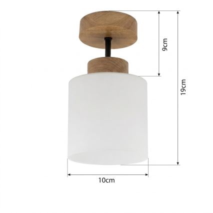 BRILAGI - Plafoniera LED a montaggio superficiale RETRO GLASS 1xE27/60W/230V Ø 10 cm rovere/bianco
