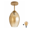 BRILAGI - Plafoniera LED a montaggio superficiale RETRO GLASS 1xE27/60W/230V Ø 17 cm beige/beige fumé