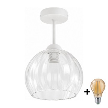 BRILAGI - Plafoniera LED a montaggio superficiale RETRO GLASS 1xE27/60W/230V Ø 25 cm bianco/trasparente