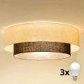 Brilagi - Plafoniera LED BOHO STYLE 3xE27/15W/230V Ø 80 cm crema/marrone