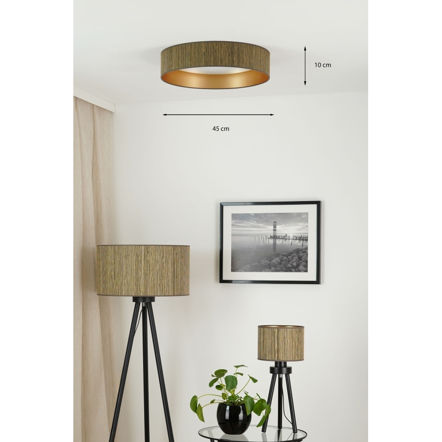 Brilagi - Plafoniera LED BOSTON ROLLER LED/24W/230V diametro 45 cm paglia marrone/oro