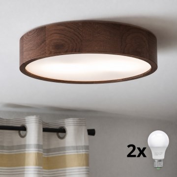 Brilagi - Plafoniera LED CARVALHO 2xE27/15W/230V, finitura rovere/noce, Ø 37 cm