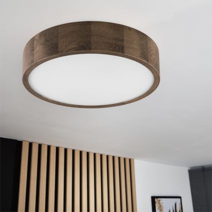Brilagi - Plafoniera LED CARVALHO 2xE27/15W/230V, finitura rovere/noce, Ø 37 cm