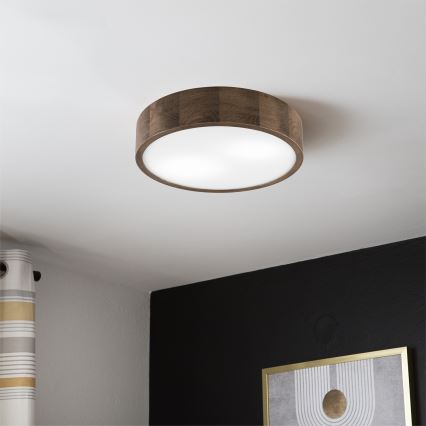 Brilagi - Plafoniera LED CARVALHO 2xE27/15W/230V, finitura rovere/noce, Ø 37 cm