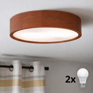 Brilagi - Plafoniera LED CARVALHO 2xE27/30W/230V rovere ciliegio Ø 37 cm