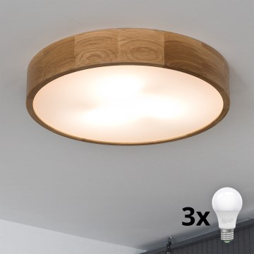 Brilagi - Plafoniera LED CARVALHO 3xE27/15W/230V in rovere Ø 47,5 cm