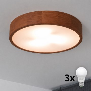 Brilagi - Plafoniera LED CARVALHO 3xE27/15W/230V rovere ciliegio Ø 47 cm