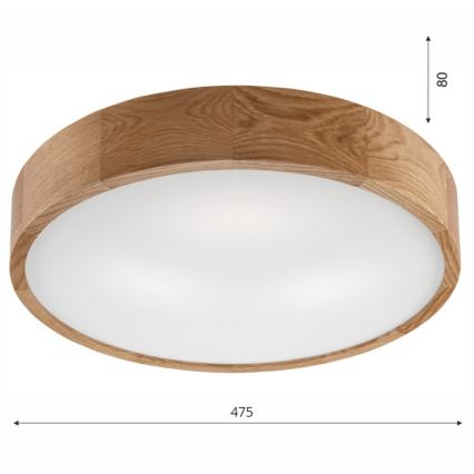 Brilagi - Plafoniera LED CARVALHO 3xE27/60W/230V quercia diametro 47,5 cm