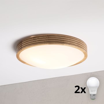 Brilagi - Plafoniera LED CARVALHO MODERN SLIM 2xE27/60W/230V Ø 37,5 cm rovere