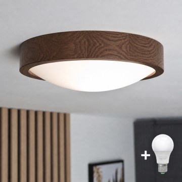 Brilagi - Plafoniera LED CARVALHO SLIM 1xE27/15W/230V rovere/noce Ø 27 cm