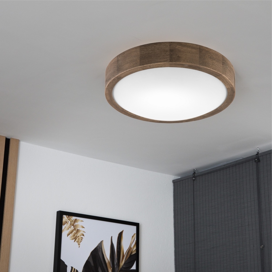 Brilagi - Plafoniera LED CARVALHO SLIM 1xE27/15W/230V rovere/noce Ø 27 cm