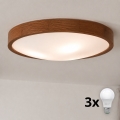 BRILAGI - Plafoniera LED CARVALHO SLIM 3xE27/15W/230V, finitura rovere-ciliegio, Ø 47 cm