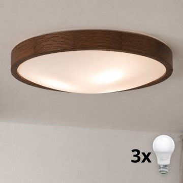 Brilagi - Plafoniera LED CARVALHO SLIM 3xE27/15W/230V rovere-noce Ø 47 cm