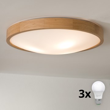 Brilagi - Plafoniera LED CARVALHO SLIM 3xE27/45W/230V in rovere Ø 47 cm