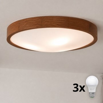 Brilagi - Plafoniera LED CARVALHO SLIM 3xE27/45W/230V rovere/ciliegio Ø 47 cm
