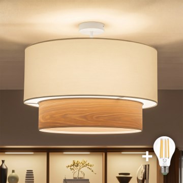 Brilagi - Plafoniera LED CERIA 1xE27/60W/230V Ø 50 cm bianco/beige
