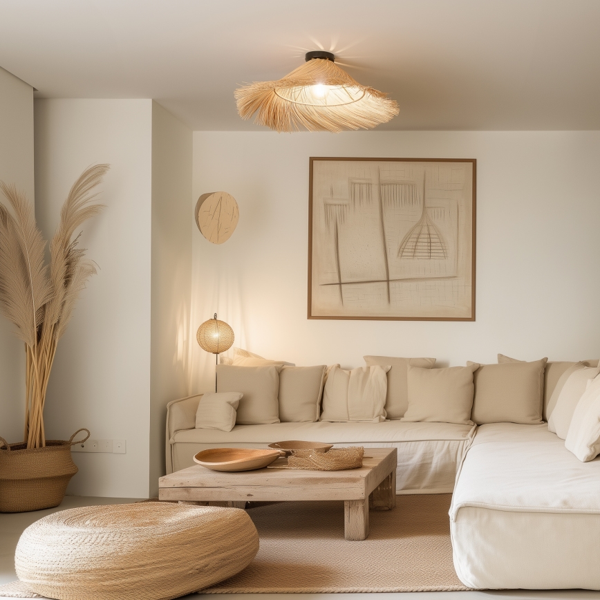 Brilagi - Plafoniera LED CERIA BOHO 1x E27/40W/230V Ø 100 cm in rattan