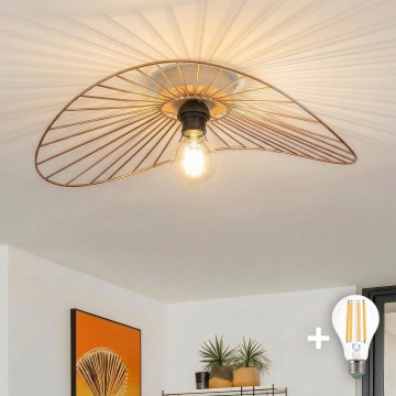 Brilagi - Plafoniera LED CERIA WIRE 1xE27/40W/230V 40x56 cm bronzo/rovere
