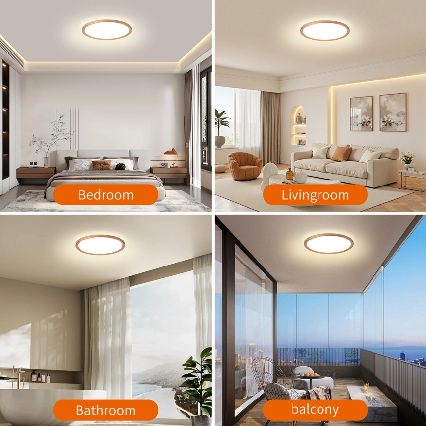 Brilagi - Plafoniera LED da bagno ULTRA SLIM 18W/230V Ø 30 cm oro rosa IP54