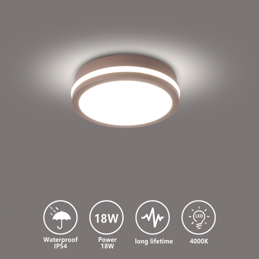 Brilagi - Plafoniera LED da esterno BENE LED/18W/230V Ø 21,5 cm marrone IP54