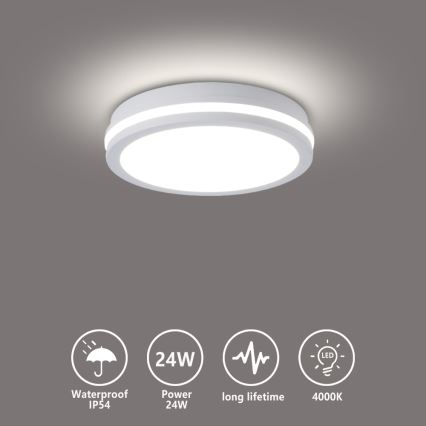Brilagi - Plafoniera LED da esterno BENE LED/24W/230V diam. 26 cm bianca IP54