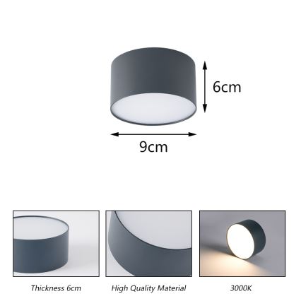 BRILAGI - Plafoniera LED da esterno FORIS LED/9W/230V Ø 9 cm antracite IP44